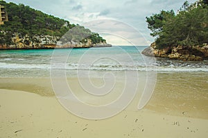 Cala Santanyi - beautiful empty beach during low season in Santanyi, Mallorca, Spain