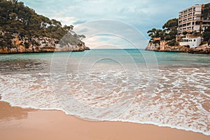 Cala Santanyi - beautiful empty beach during low season in Santanyi, Mallorca, Spain