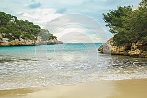 Cala Santanyi - beautiful empty beach during low season in Santanyi, Mallorca, Spain