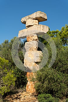 Monolith of superimposed stones in Mallorca photo