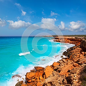 Cala Saona coast with turquoise Mediterranean