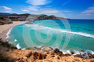 Cala Tarida in Ibiza beach at Balearic Islands photo