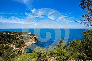 Cala Vedella Vadella Ibiza island Mediterranean sea photo