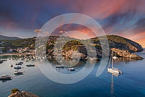 Cala Vedella Vadella in Sant Josep at Balearic Islands. Ibiza, Spain photo