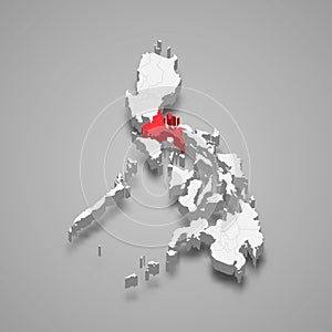 Calabarzon region location within Philippines 3d map