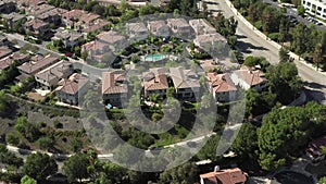 Calabasas luxury houses in wealthy neighborhood, aerial view