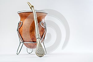 Calabash for herbal tea mate on white background