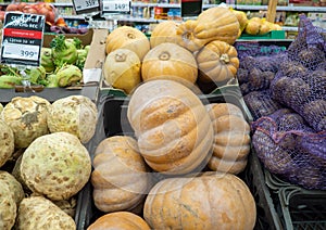 Calabaza Squash. Healthy foods. Sale of products from the farm. Vitamin containing products photo