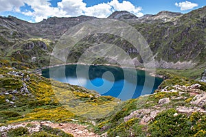 Calabazosa or Black glacial lake in the Somiedo national park, Spain, Asturias