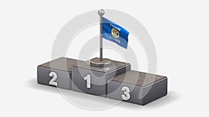 Calabria 3D waving flag illustration on winner podium.