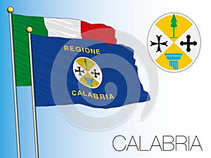 Calabria regional official flag and coat of arms, Italy photo