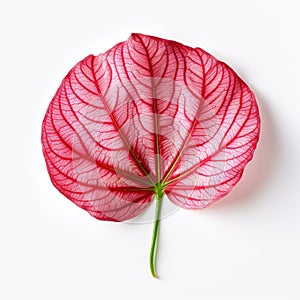 Caladium Leaf: Photorealistic Red Leaf On White Background photo