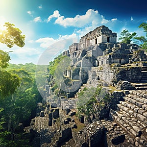 Ai Generated illustration Wildlife Concept of Calakmul - estructura photo