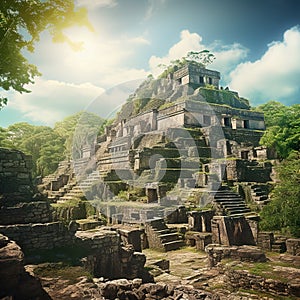 Ai Generated illustration Wildlife Concept of Calakmul - estructura