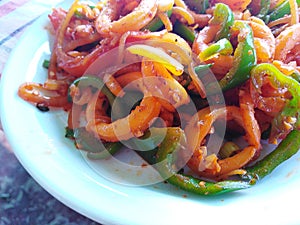 Calamar salad with vegetables