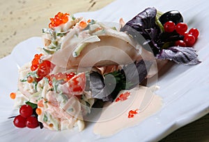 Calamar and vegetable