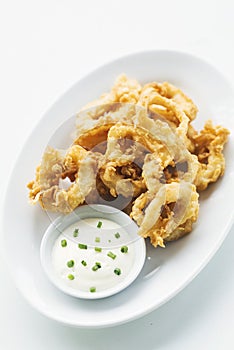 Calamares calamari fired battered squid rings seafood snack photo