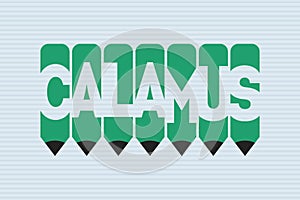 Calamus text with Pen symbol creative ideas design, vector illustration graphic design.