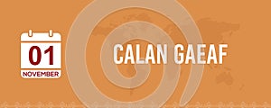 Calan Gaeaf text banner design for social media post