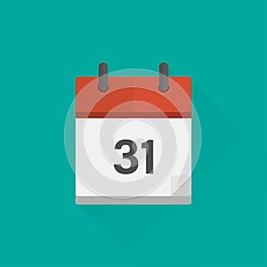 Calandar 31 on a green background vector illuatrstion