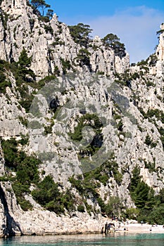 Calanque d`En-vau near Cassis, boat excursion to Calanques national park in Provence, France