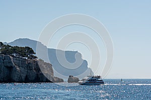 Calanque d`En-vau near Cassis, boat excursion to Calanques national park in Provence, France