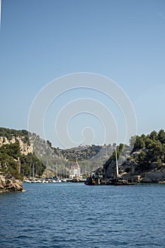 Calanque de Port-Miou near Cassis, boat excursion to Calanques national park in Provence, France