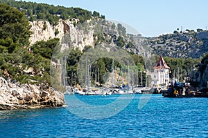 Calanque de Port-Miou near Cassis, boat excursion to Calanques national park in Provence, France