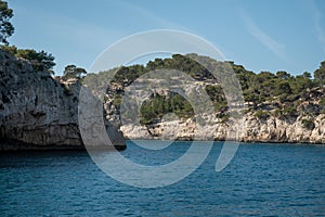 Calanque de Port-Miou near Cassis, boat excursion to Calanques national park in Provence, France