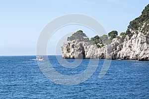 Calanque de Port Pin near Cassis, boat excursion to Calanques national park in Provence, France