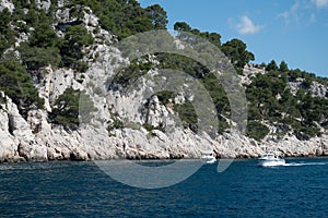 Calanque de Port Pin near Cassis, boat excursion to Calanques national park in Provence, France