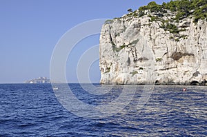 Calanques National Park Cliff from the Bay area of Cassis on Cote D`Azur France