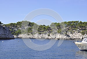 Calanques National Park view from the Bay area of Cassis on Cote D`Azur France