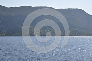 Calanques National Park view from the Bay area of Cassis on Cote D`Azur France