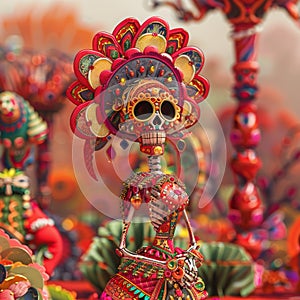 A Calavera Catrina is a traditional Mexican figurine used to celebrate the Day of the Dead holiday photo