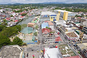 Calbayog City, Samar, Philippines - Aerial of Gaisano Grand Mall and downtown Calbayog