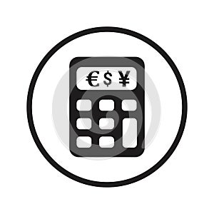 Calc, calculation, calculator icon. Black vector design photo