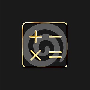 calc, calculator, math gold icon. Vector illustration of golden particle background photo