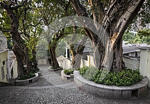 Calcada do carmo portuguese colonial alleyway in old taipa macau