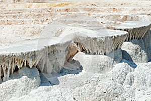 Calcareous rock formations around a mineral content well