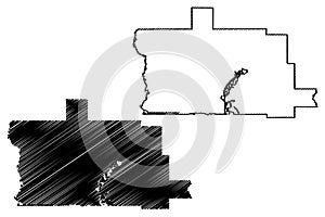 Calcasieu County, Louisiana U.S. county, United States of America, USA, U.S., US map vector illustration, scribble sketch