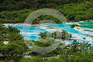 Calcification ponds at Huanglong, Sichuan, China