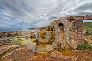 Calcified water wheel and aquaduct