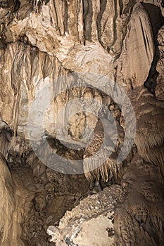 Calcite deposits, speleothems, created by drippling water