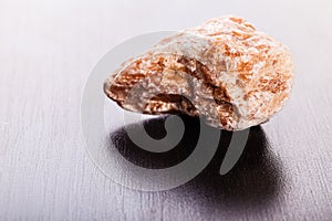 Calcite stone on wood