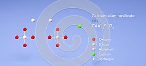 calcium aluminosilicate molecule, molecular structures, anti-caking agent e556, 3d model, Structural Chemical Formula and Atoms photo