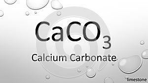 Calcium carbonate chemical formula on waterdrop background