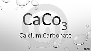 Calcium carbonate formula on waterdrop background
