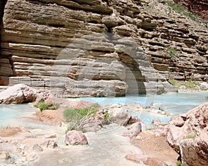 Calcium Carbonate Water River in a Canyon