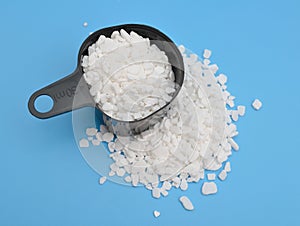 Calcium chloride on blue background